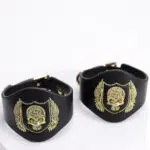 Brazalete de tobillo Bondage Gear bordado con calavera al por mayor negro