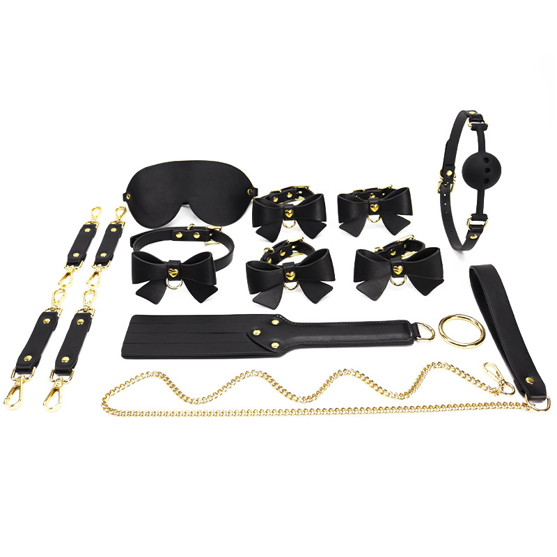 Engrenagem de bondage de cor sólida preta por atacado com decoração de arco