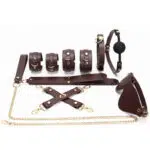 Ruskea tukkunahkainen Bondage Restraints Starter Kit
