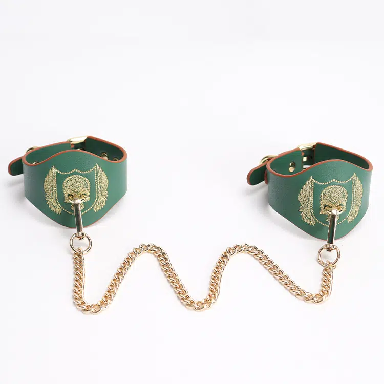 Puño de mano bordado con calavera verde al por mayor Bondage Gear