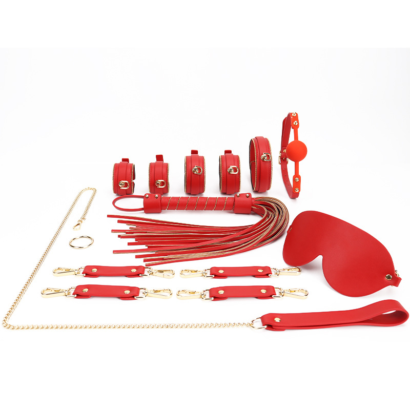 Red Wholesale Dominatrix Kit with Gold Bead Chain Decor Kit Dominatrice en gros rouge avec décor de chaîne de perles en or