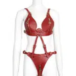 Ensemble de sous-vêtements de bondage sexy en gros rouge avec fermeture à glissière en métal Ensemble de sous-vêtements de bondage sexy en gros rouge avec fermeture à glissière en métal