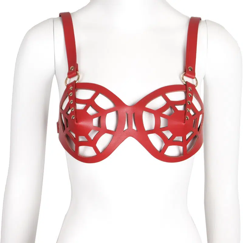 Wholesale Bondage Bra Harness Set with Spider Web Cutouts bra show