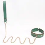 Equipamento de bondage macio com padrão Fox por atacado com trela verde banhada a ouro