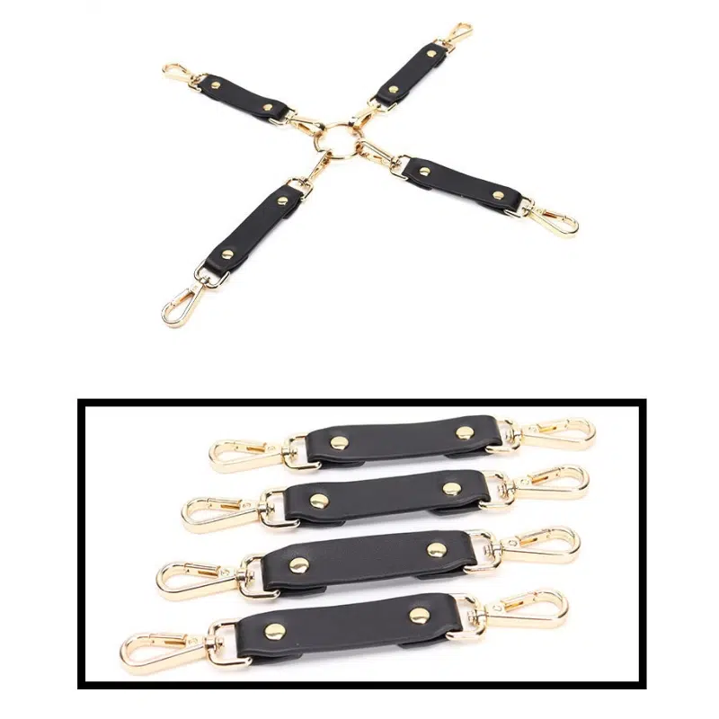Venta al por mayor Kit de sujeción para dormitorio Frisky con detalles de hebilla cruzada con decoración de remaches