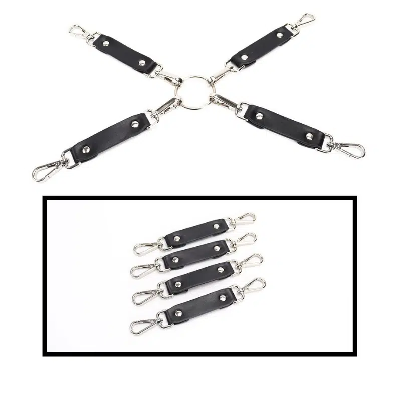 Großhandels-Bondage-Ausrüstungsset mit eingelegter Perlenkette und Kreuzschnallendetails aus PU-Leder