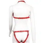 Engros Kinky læder slid Bondage bh og trusser Set Back Show