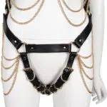 Partihandel Läder Bondage Sexig outfit i Chain Style grendetaljer