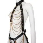 Partihandel Läder Bondage Sexig outfit i Chain Style från sidan