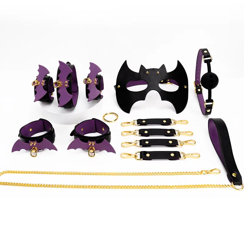 Partihandel Purple Bondage Kit med läderutrustning