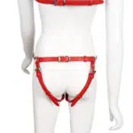 Engros Kinky læder slid Bondage bh og trusser Set Back View.jpg