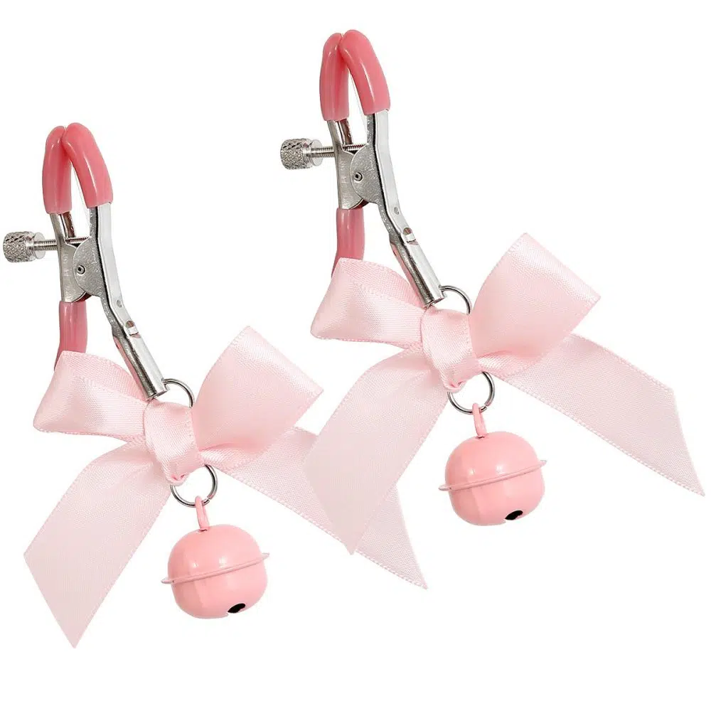 Pink Wholesale Nipple Clamps with Bow Ribbon Rosa Großhandels-Nippelklemmen mit Schleifenband