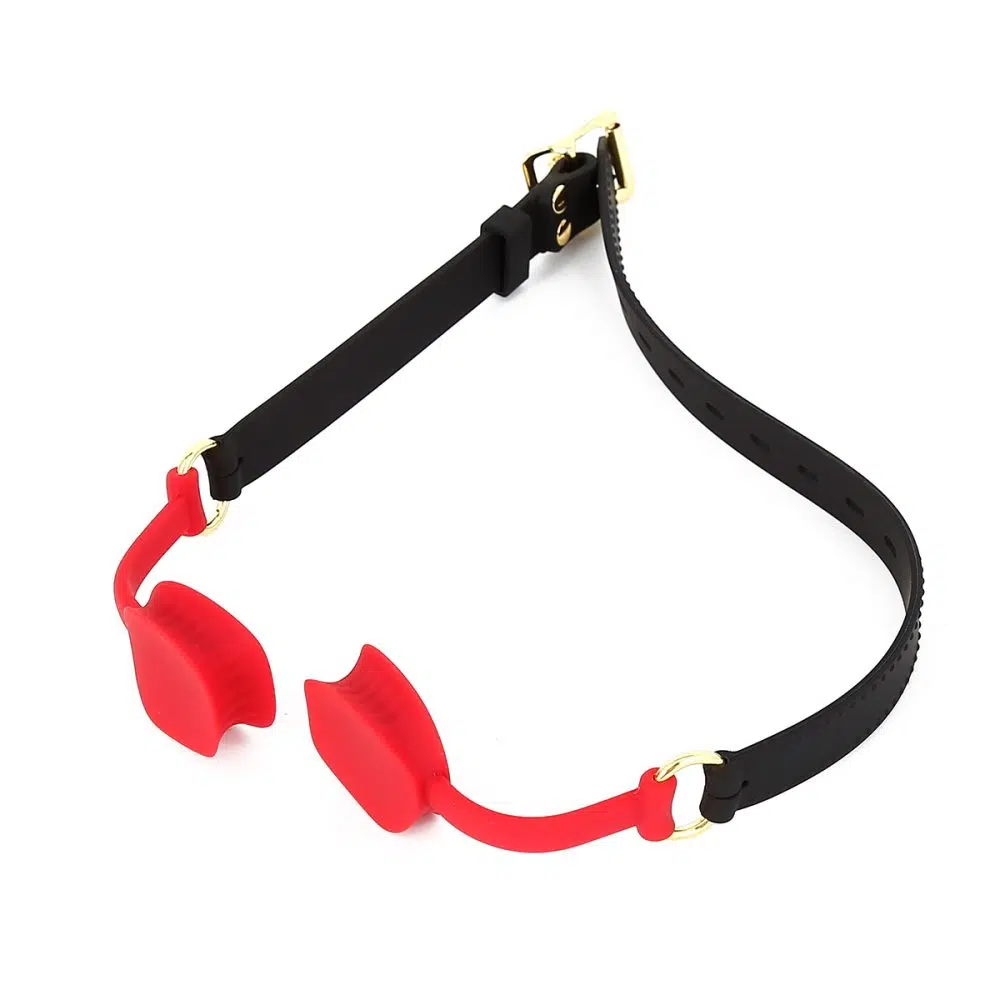 Punainen tukku-pehmeä Ball Gag silikonihuulet suutulppa sivukuva