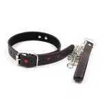 Colar de corrente de bondage de couro preto por atacado para submissas