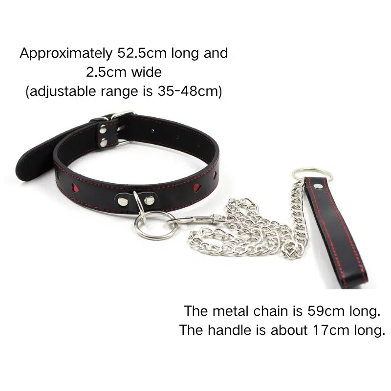 Colar de corrente de bondage de couro preto por atacado para show de tamanho de submissas