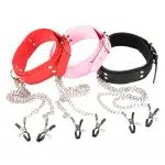 Großhandel Leder-Bondage-Halsband mit Nippelklemmen, alles im Display
