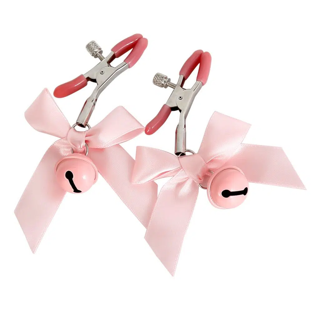 Wholesale Nipple Clamps with Bow Ribbon Pink Show Großhandel Nippelklemmen mit Schleifenband Pink Show