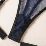 Detalhes da virilha do conjunto Azure Polka Dot Sheer Bralette