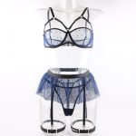 Azure Polka Dot Sheer Bralette Ensemble framifrån