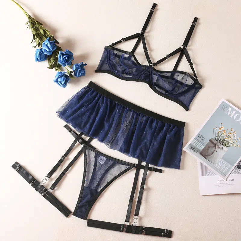 Conjunto de Bralette transparente de bolinhas Azure. Visão geral