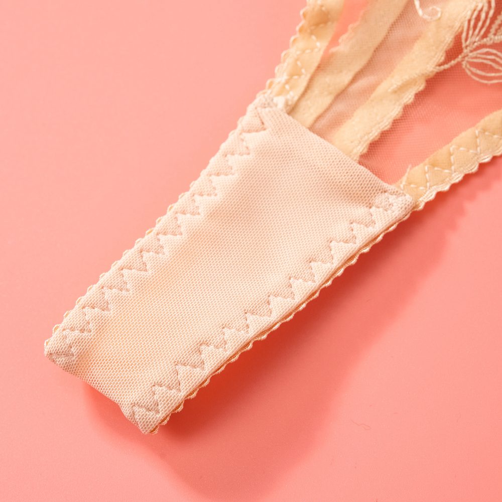 Bisque Sheer Lace Strumpeband Underkläder Ensemble grendetaljer