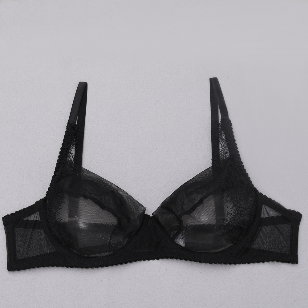 Black Delicate Shadow Sheer Bra and Panty Set Bra Details Черный комплект из прозрачного бюстгальтера и трусиков Delicate Shadow с деталями бюстгальтера