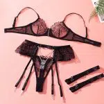 Black Sheer Lace sukkanauha alusvaatteita Ensemble Over View