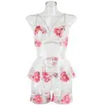 Ensemble de lingerie à armatures en maille brodée de fleurs Vue de face