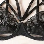 Rätselhaftes Dessous-Set aus Spitze mit Federbesatz und BH-Details Rätselhaftes Dessous-Set aus Spitze mit Federbesatz und BH-Details
