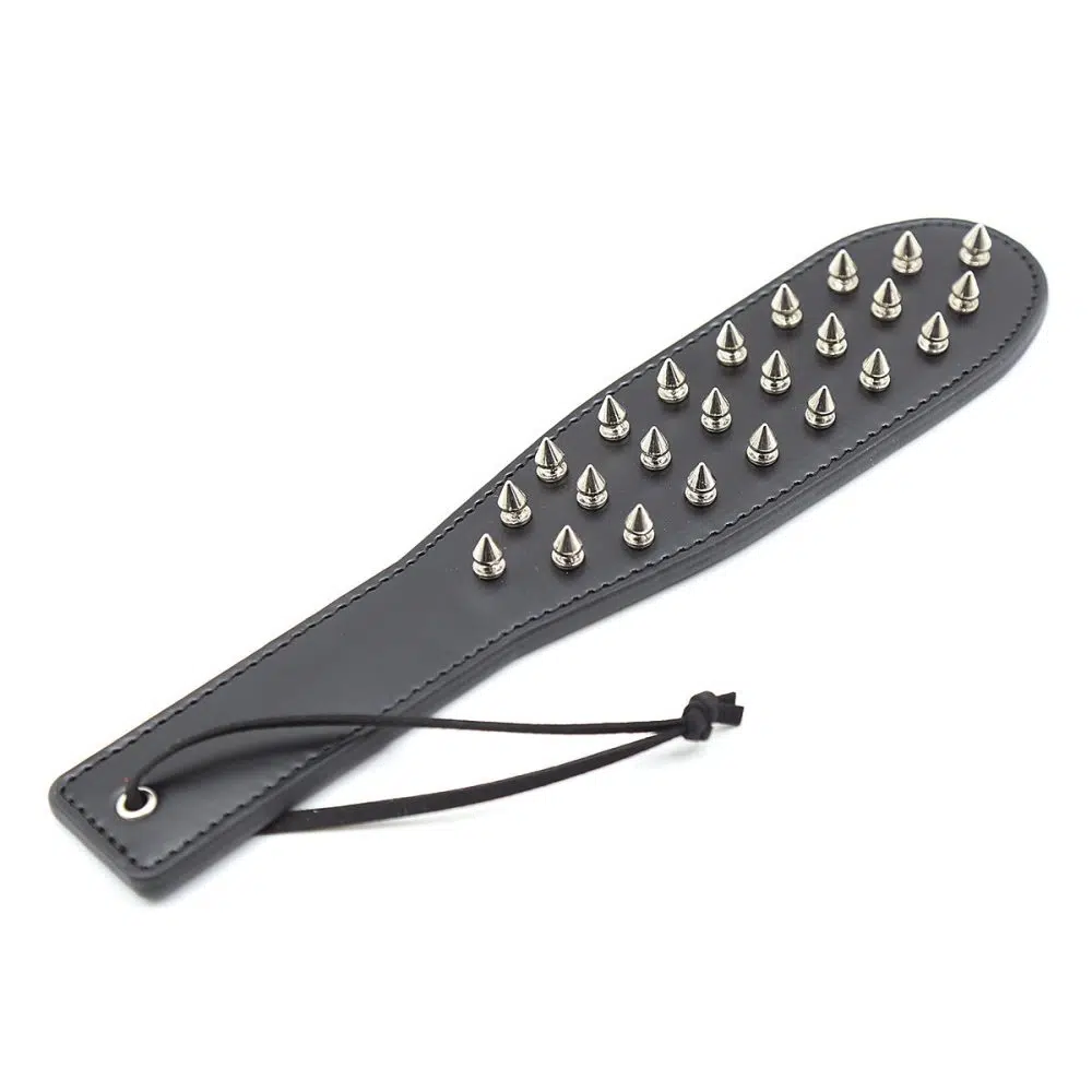 Intrepid Studded Leather BDSM Paddle Display
