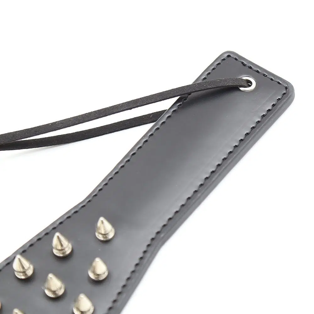 Intrepid Studded Leather BDSM Paddle Handle Show
