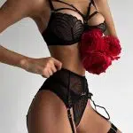 Intrigue Spets BH och Suspender Underkläder Trio Side Show