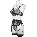 Intrigue Spitzen-BH und Straps-Dessous-Trio, Seitenansicht