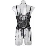 Midnight Allure Black Lace Corset Back View