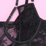 Midnight Allure Black Lace Corset Bra Details