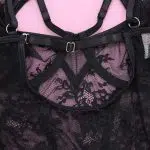 Midnight Allure Black Lace Corset Details