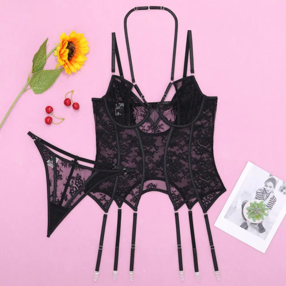 Midnight Allure Black Lace Corset Overview