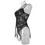 Midnight Allure Black Lace Corset Side View