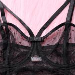 Nuisette en dentelle à pois de minuit, ensemble dos, détails du soutien-gorge