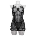 Ensemble nuisette en dentelle à pois minuit Vue avant