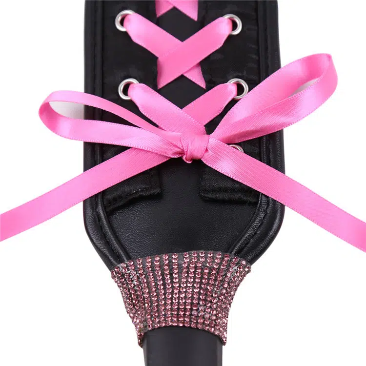 Pink Exquisite Leather Spanking Paddle with Lace Details