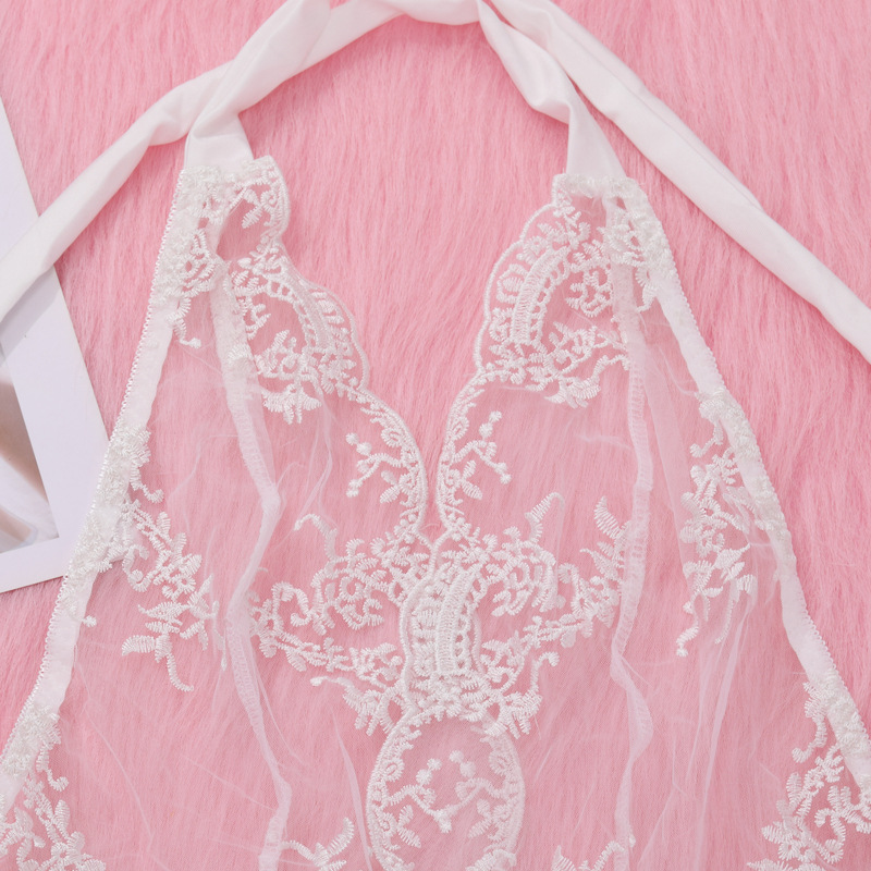 White Enchante Halter Neck Lace Teddy Lace Details Белый Enchante с бретелькой на шее и кружевом Тедди с кружевными деталями