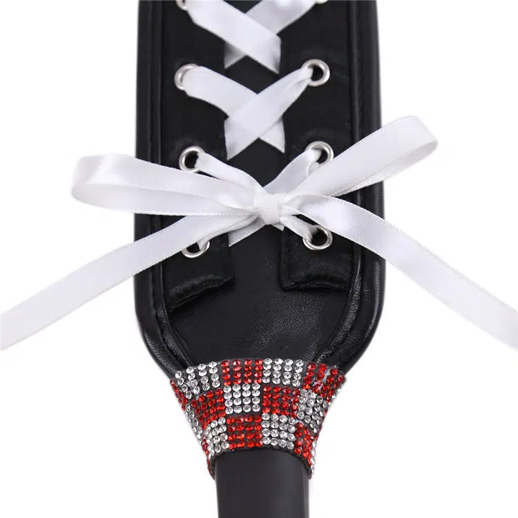 White Exquisite Leather Spanking Paddle with Lace Details