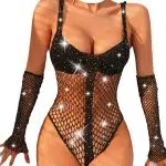 Häikäisevän tekojalokiviverkko-bodysuit SKU-kuva