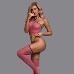 Очаровательный сетчатый комбинезон с лямкой на бретельках Rose, вид сбоку